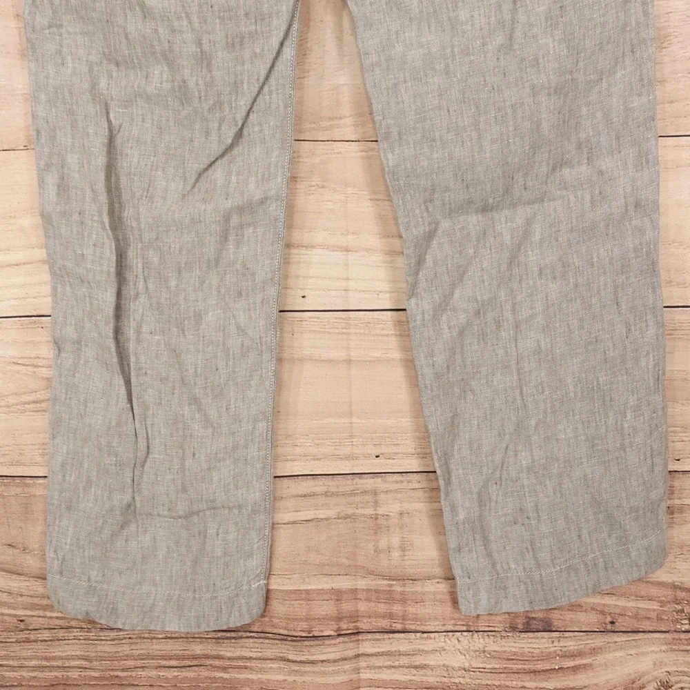J Crew 770 Straight Linen Pants Mens 34x32 Beige Regular Fit Pleated Chino